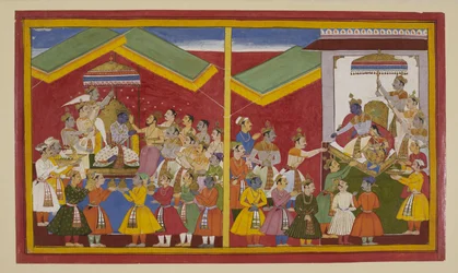 Rama blir kronet og belønner sine allierte; Sita gir halskjedet sitt til Hanuman