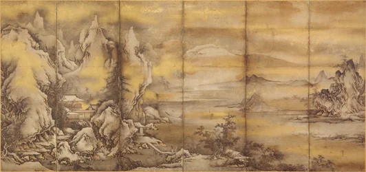 Japansk: Shikibu Terutadas Landskap med de fire årstidene, ett av et par (Asian Art Museum B60D49+)