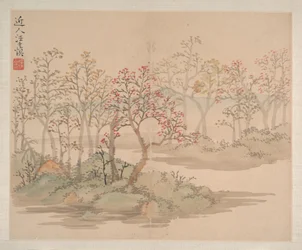Landskap og blomster, datert 1745 (album med åtte malerier; blekk og farge på papir)