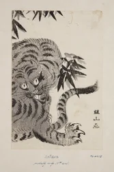 Tiger (treblokktrykk i farger)
