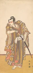 Ichikawa Danzo III som en samurai som tegner et sverd, ca. 1772.
