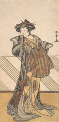 Den fjerde Iwai Hanshiro som kurtisan kledd i en rosa kimono, ca. 1778.