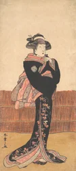 Den tredje Azuma Tozo som kvinne i en svart kimono, sannsynligvis 1782.