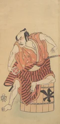 Den tredje Otani Hiroemon som en Otokodate sittende på et omvendt badekar, 1768 eller 1769.