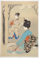 Three Blooming Cherry Trees, fra serien "Beauties of the 12 Months"