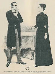 Noe som frykt sprang opp i den unge dames øyne, 1892