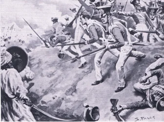Slaget ved Dubba, 24. mars 1843, illustrasjon fra British Battles on Land and Sea, 1915
