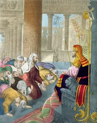 Joseph mottar hyllest til sine brødre, fra en bibel trykt av Edward Gover, 1870-tallet