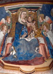 Virgin and Child Detail - Fresco of the School of Siena