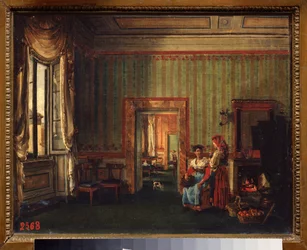 Interiør i huset til prins Alexander Galitzine (Golitsyn) (1723-1804) i Roma (Italia). Maleri av Sylvester Feodosiyevich Shchedrin (Sylvester Shchedrin) (1791-1830), olje på lerret
