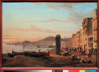 Kai i Napoli (Italia). Maleri av Sylvester Feodosiyevich Shchedrin (Sylvester Shchedrin) (1791-1830), olje på lerret