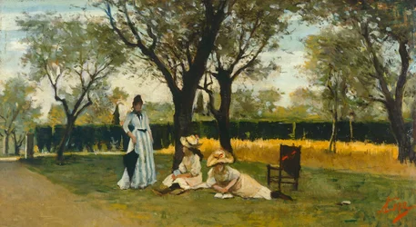 I villaen til Poggio Piano, av Silvestro Lega (1826-1895), olje på panel, 34x60,5 cm
