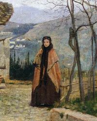 Besøket, av Silvestro Lega, detalj