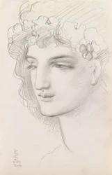 Studie av et kransert hode, 1867