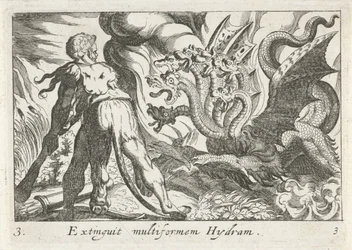 Hercules kjemper mot hydraen til Lerna Extinguit multiform Hydram (tittel på objekt) Herculean Themes (serietittel)