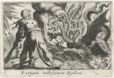 Hercules kjemper mot hydraen til Lerna Extinguit multiform Hydram (tittel på objekt) Herculean Themes (serietittel)