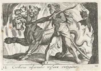 Herkules hevner Cerberus Cerberus infernal trifaux er slukket (tittel på objekt) Herculische temaer (serietittel)
