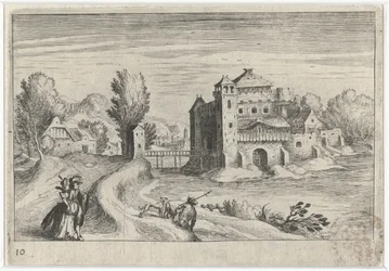 Elvelandskap med et slott Sør-europeiske landskap (serietittel) Topographia variarum regionum (serietittel)