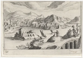 Bybilde i en elvedal Sør-europeiske landskap (serietittel) Topographia variarum regionum (serietittel)