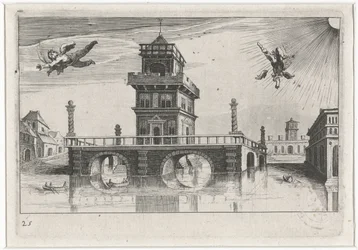 Bybilde med Ikaros og Daedalus Sør-europeiske landskap (serietittel) Topographia variarum regionum (serietittel)
