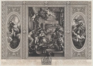 En allegorisk scene som viser fordelene med James