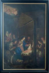 Sognekirke (Vår Frue av Himmelfartskirken). Interiør. maleri. Julescene. Simon DePaepe. Opprinnelse klosteret Ename (?).