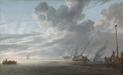 Elvemunning ved dagens slutt, ca. 1640–1645 (olje på panel)