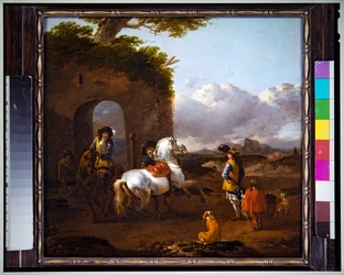 Kavalerer i et italiensk landskap (panel)