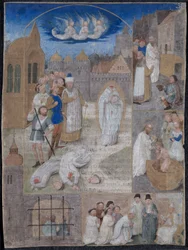 Blad utskåret fra et brev av Charles the Bold og Margaret of York: The Martyrdom of Saint Denis