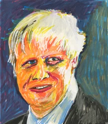 Boris Johnson, 2019 (blekk og akrylmalingpenner på papir)