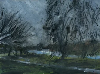 Buccleuch Gardens (akryl, akrylblekk, komprimert kull, akvarell og gouache på papir)