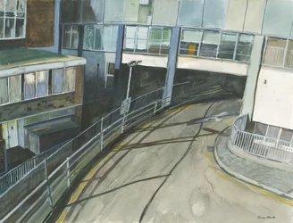 Drosjeinngang til jernbanestasjon, 2019 (akvarell og gouache på papir)