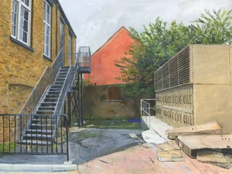 Liten gårdsplass, Wandsworth (akryl på lerret)