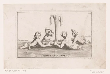 Fonteinsculptuur van tritonen en naïaden Tritons og Nayads. (tittel på objekt) Samling av statuer, grupper, fontener, termer, vaser og andre praktfulle ornamenter av slottet og parken i Versailles (serietittel)