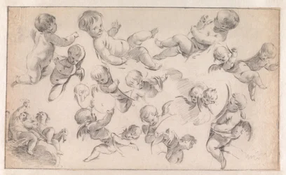 Studie til en dekorasjon med putti