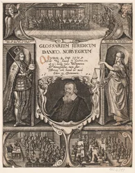 Tittelside med portrett av C.O. Veile til "Glosarium juridicum Danico - Norvegicum", 1652