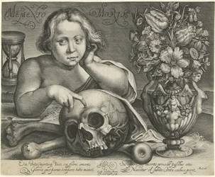 Barn med hodeskalle (Vanitas) Memento Mori (tittel på objekt)