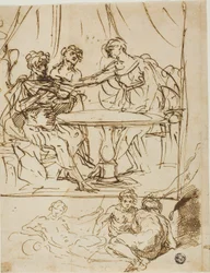 Judith med hodet av Holofernes og Sketches of River Gods (recto); Kvinnelig hode, ser oppover (verso)