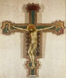 Krusifiks med jomfru Maria og evangelisten Johannes (Tempera på tre, 1321-1325)