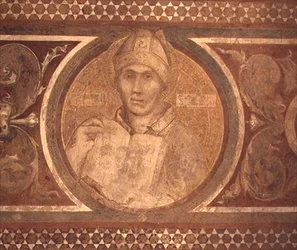 Maesta: St. Augustine, detalj fra rammen