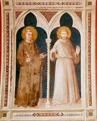Sankt Antonius av Padua og Frans av Assisi Fresco av Simone Martini (ca. 1284-1344) Dim 215x185 cm Assisi, Basilica of San Francesco, Nedre kirke Italia