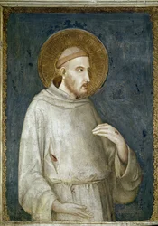 Saint Francis of Assisi, detalj av Fem helgener - Fresco av Simone Martini (ca. 1284-1344)