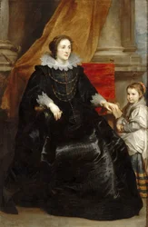 Portrett av en fremtredende dame med datteren, ca 1632.