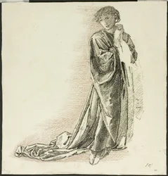 Knelende drapert figur