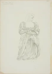 Refleksjon av knelende kvinnefigur, studie for The Mirror of Venus