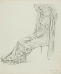 Sittende kvinnefigur