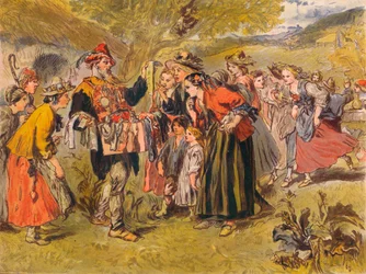 Autolycus synger i The Winters Tale: Act IV, Scene III, c1875