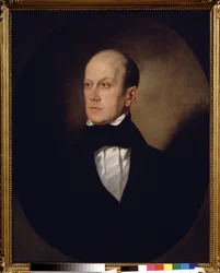 Portrett av den russiske forfatteren og filosofen Piotr Yakovlevitch Tchaadaiev (Chaadaev eller Chaadayev) (1794-1856)"" Maleri av Sandor Kozina (1808-1873) 1848 State Museum of History, Moskva