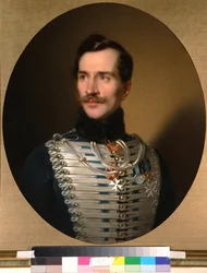 Portrait du prince Mikhail Fiodorovich Golitsyn (1800-1873) - Peinture de Sandor Kozina (1808-1873), huile sur toile (68x55 cm), debut 1840 - Portrett av Prince Mikhail Fiodorovich Golitsyn, Olje på lerret, Earlyor Kozina) Statens historiske museum