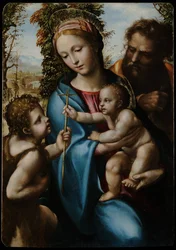Den hellige familie med døperen Johannes som gutt, 1525-1528